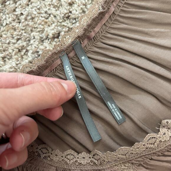 By Anthropologie Short Sleeve Silky Peasant Top M Coquette Prairie Cottage-core - Picture 8 of 13